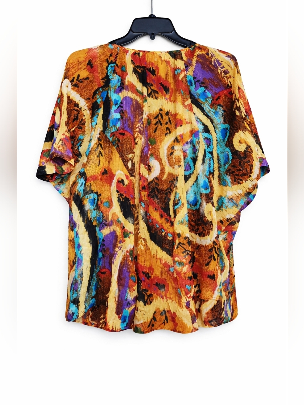 Plus Size Embellished V-Neck Print Top Multi- Color Size 3X - Picture 4 of 6
